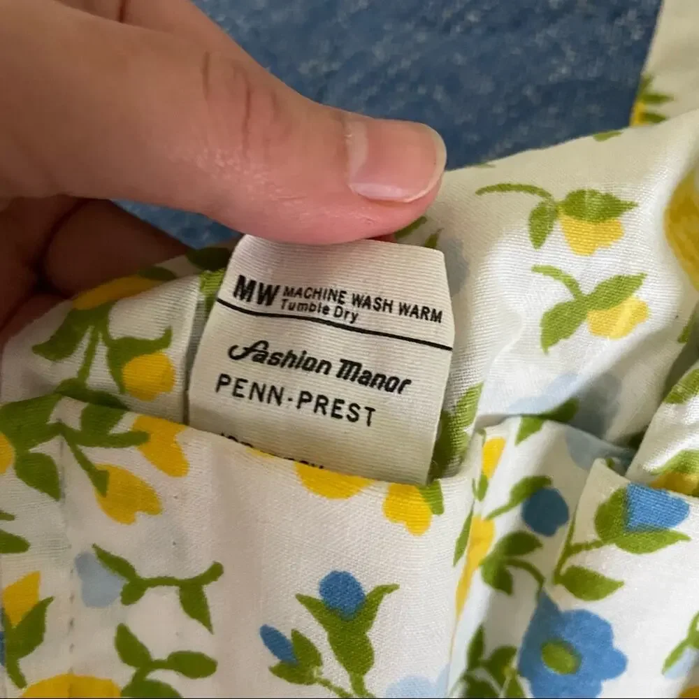70s floral bedding set blue/yellow